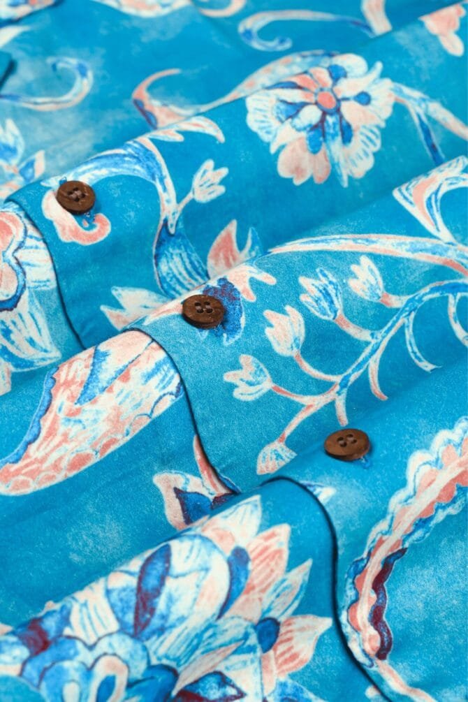 Paisley Print Blue Shirt for Men - Image 4