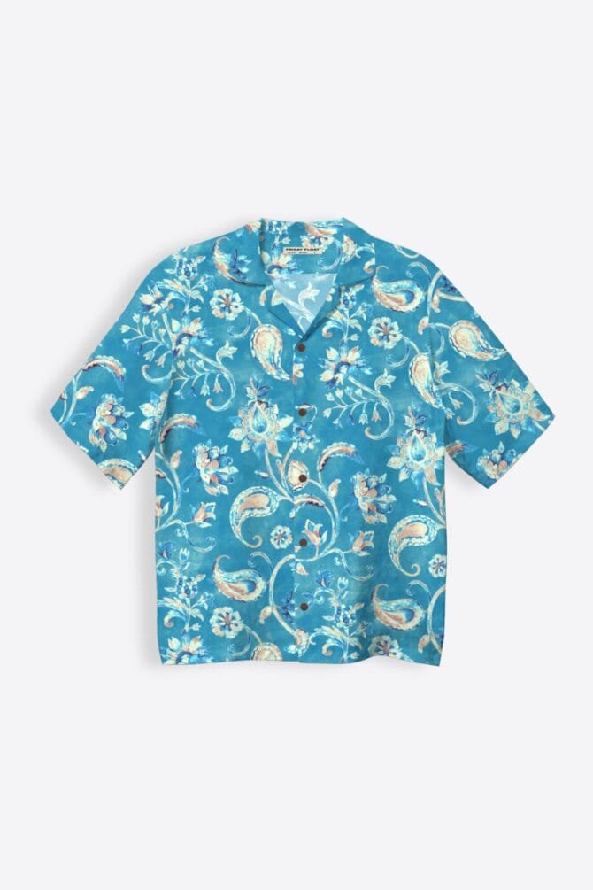 Paisley Print Blue Shirt for Men - Image 5