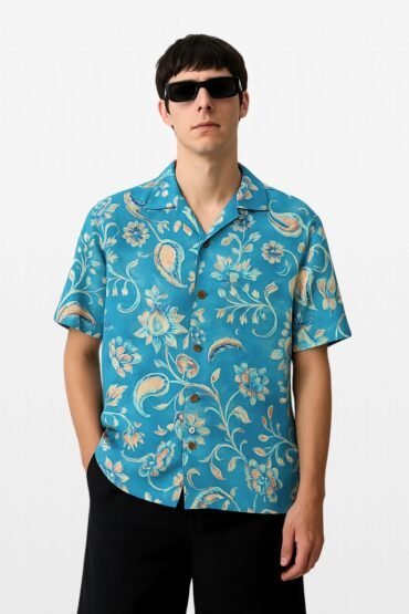 Paisley Print Blue Shirt for Men