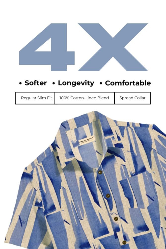 Abstract Print Blue Shirt for Men - Image 7