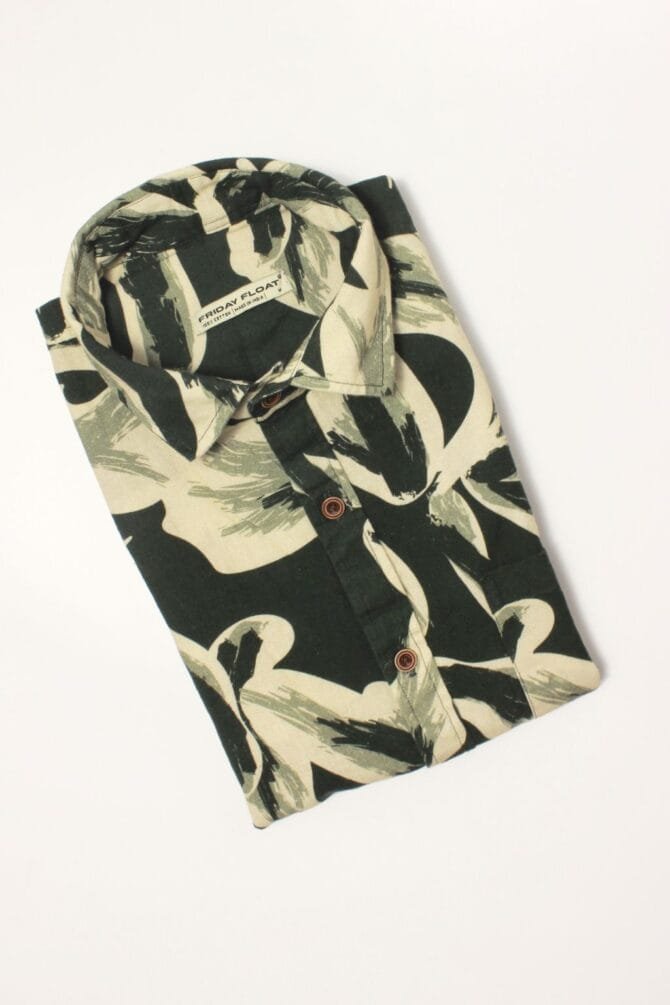 Dark Green Cotton Linen Beach Shirt - Image 4