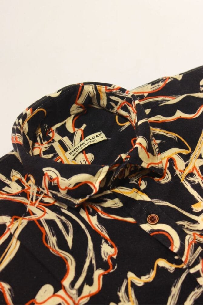 Black Floral Print Shirt for Men - Image 4