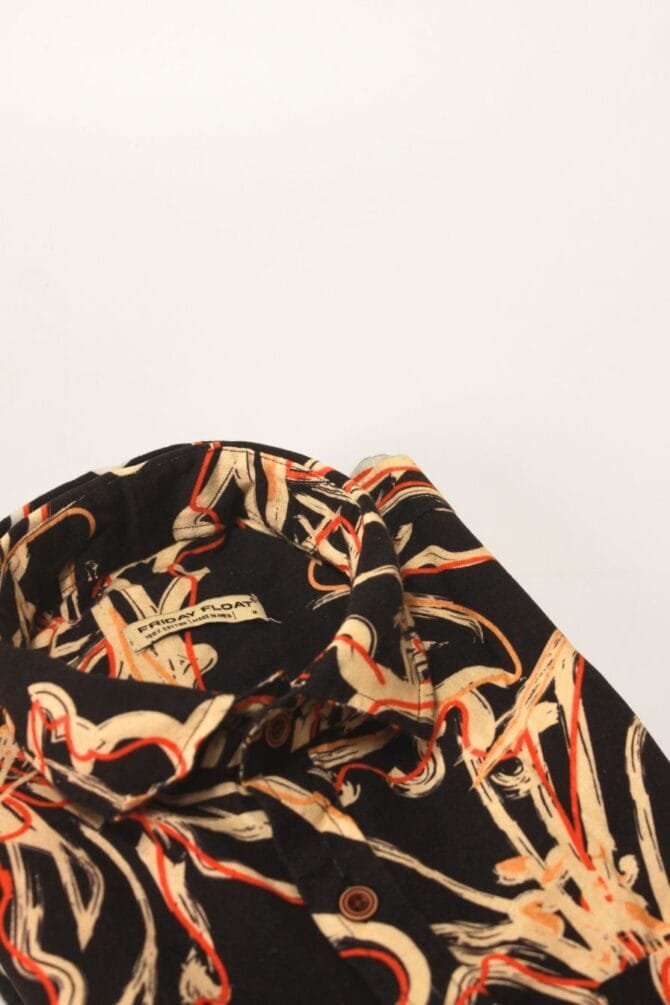 Black Floral Print Shirt for Men - Image 2