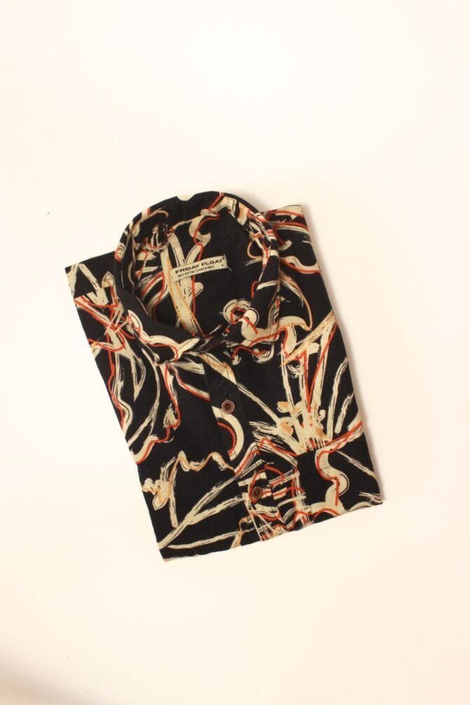 Black Floral Print Shirt for Men - Image 3