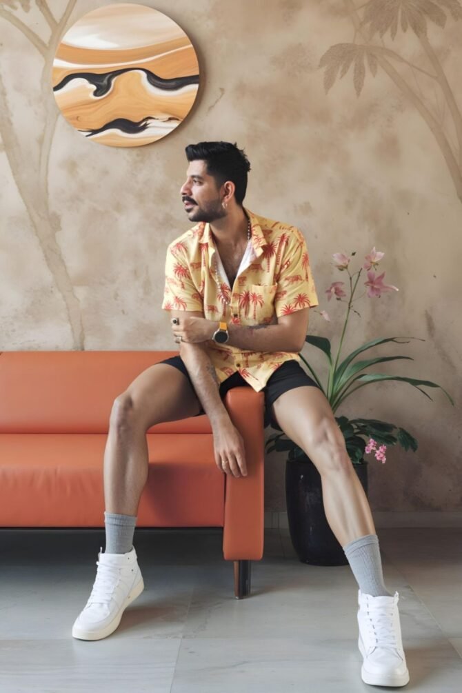 Tiger Print Resort Shirt for Men