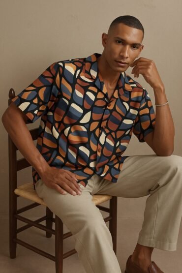 Brown Printed Men's Shirt