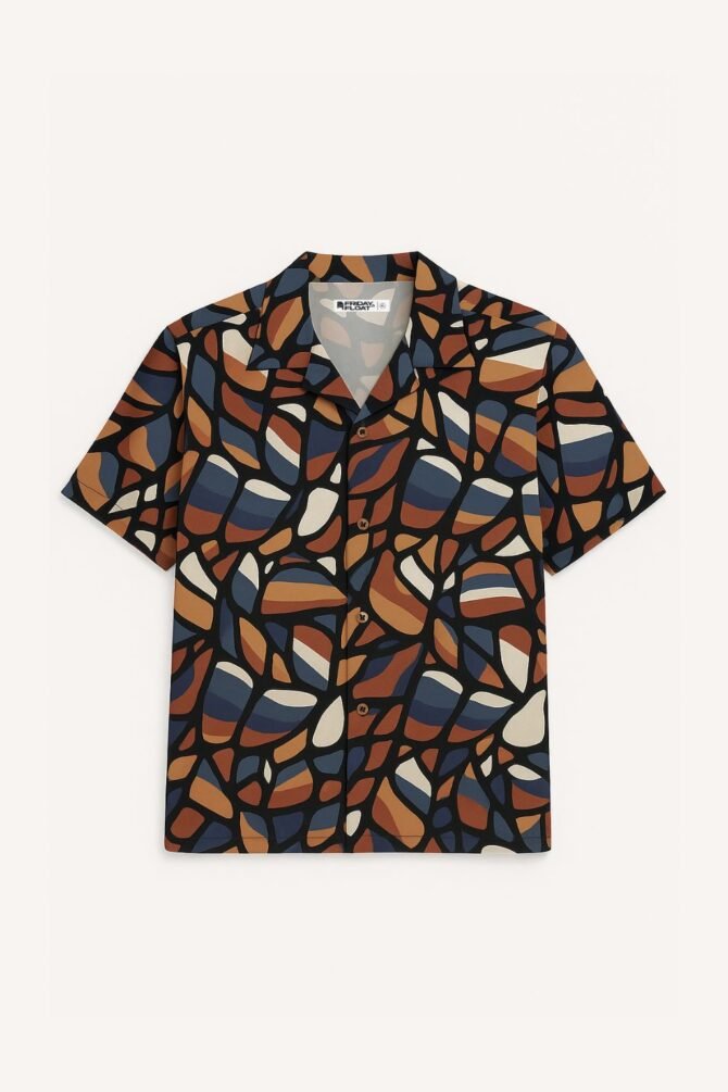 Brown Printed Men's Shirt - Image 3