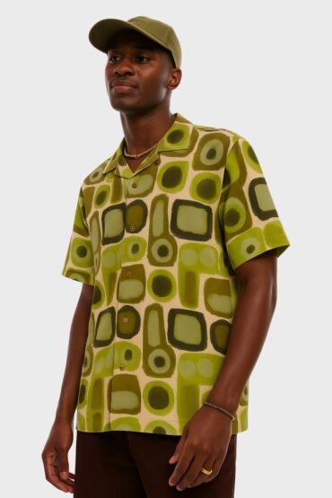 Geometric Abstract Print Beach Shirt