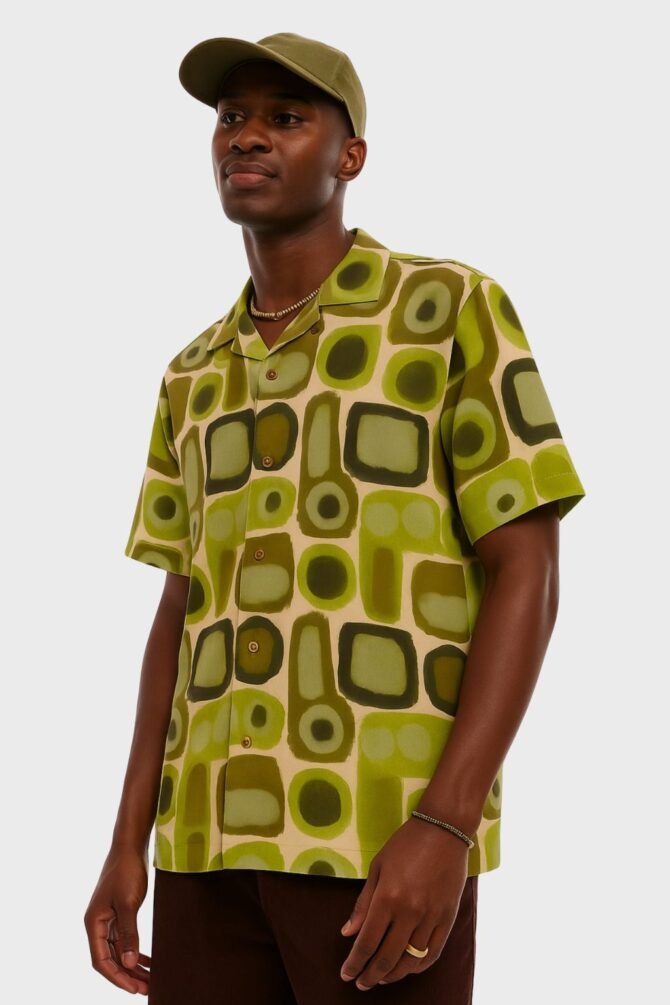 Geometric Abstract Print Beach Shirt