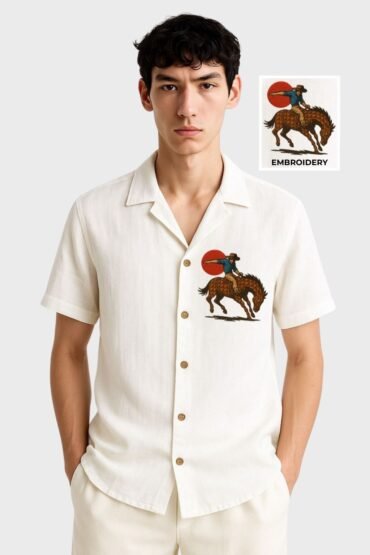 Cowboy Embroidered Shirt for Men
