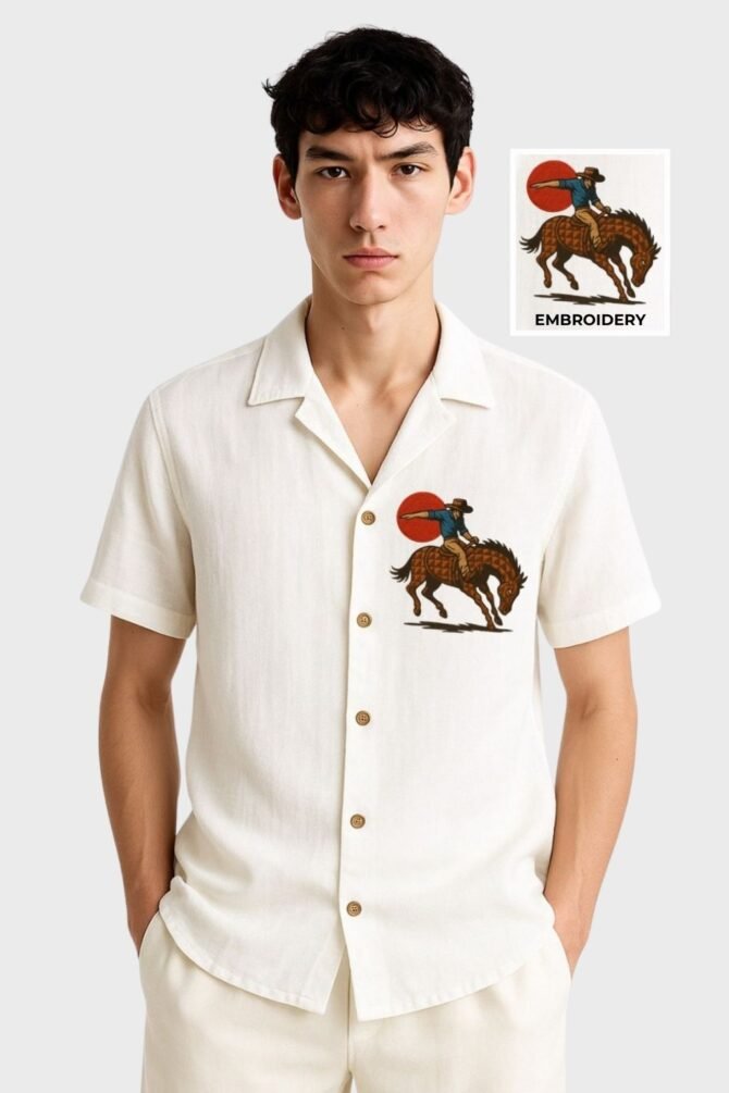 Cowboy Embroidered Shirt for Men