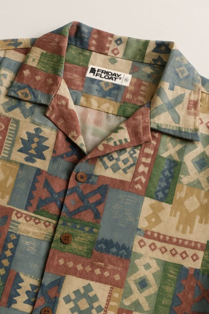 Geometric Tribal Vintage Print Shirt - Image 2