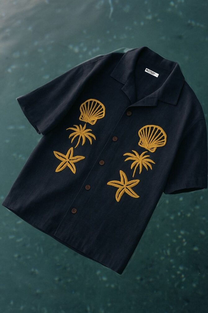 Embroidered Cuban Collar Men's Shirt - Image 4